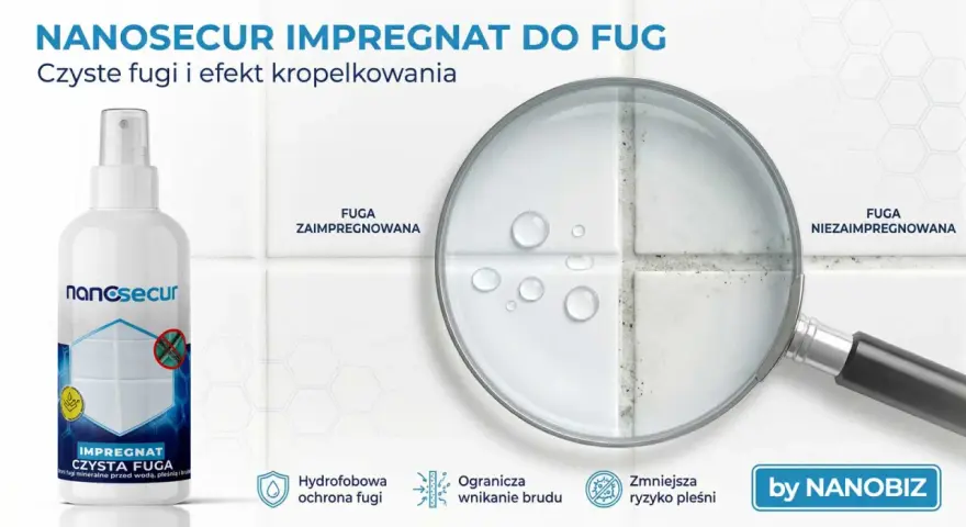 Dlaczego warto szukać alternatyw dla tradycyjnej glazury? Impregnat Nanosecur zapewnia czyste fugi i efekt kropelkowania, chroniąc przed brudem i pleśnią.