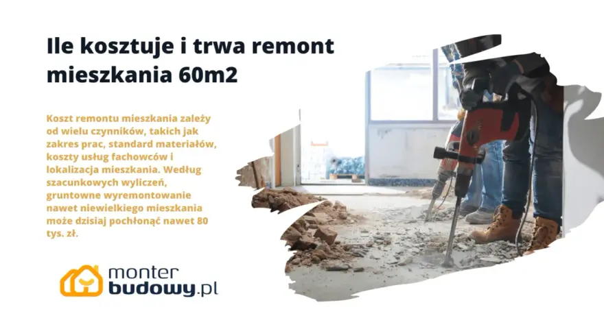 Ile kosztuje remont 60 metrowego mieszkania? Zależy od zakresu prac, materiałów i fachowców. Nawet małe mieszkanie można wyremontować za 80 tys. zł.